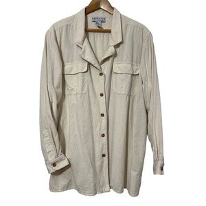 Bedford Fair Lifestyles Womens Silk Shirt Vintage Plus Size 3X Business Casual